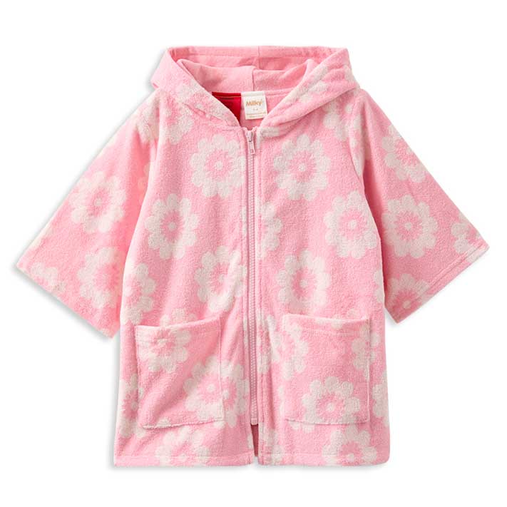 Milky Floral Terry Towelling Cover Up